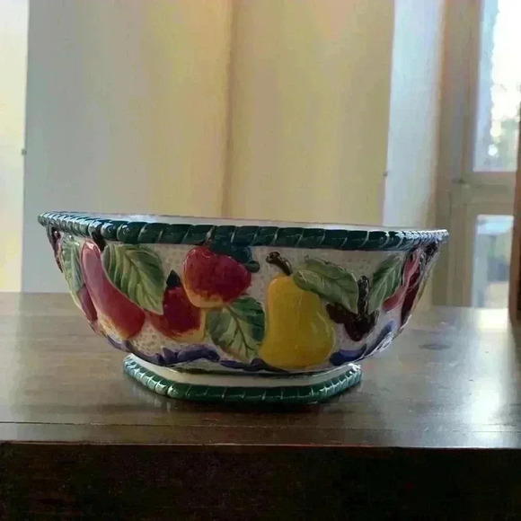 Vintage Fruits Al Fresco Ceramic Potpourri Bowl by Fitz and Floyd - Picture 1 of 7